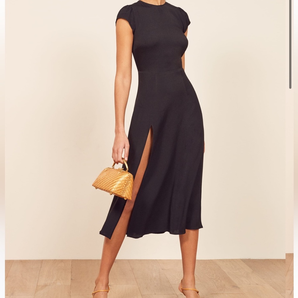 Reformation Gavin Midi Dress - Black - size 6